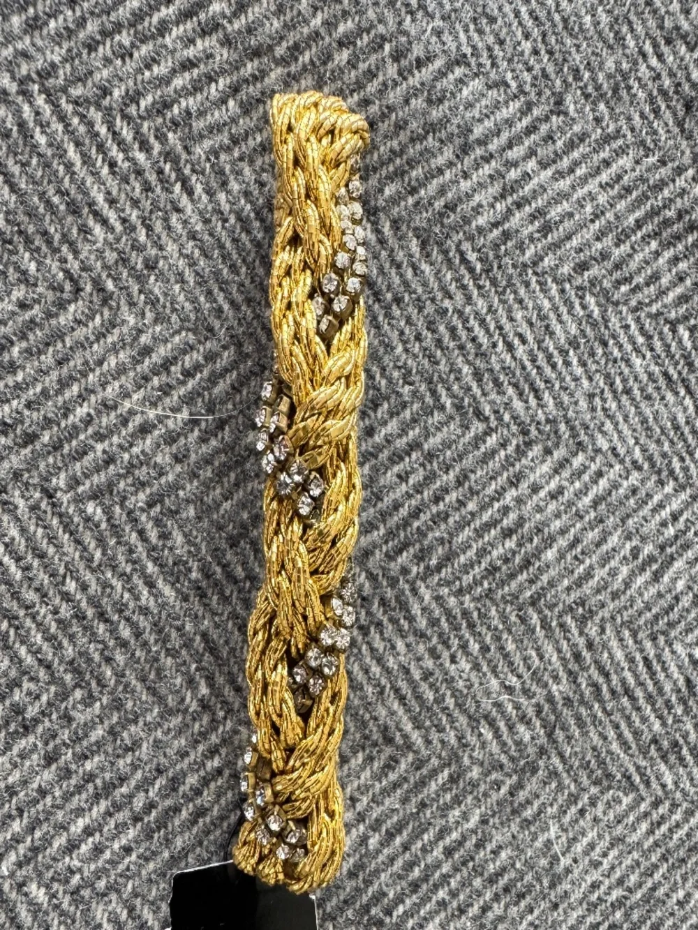 NWT, FRANCE LUXE, BRAIDED GOLD WITH CLUSTERS OF DIAMONDS WOVEN INTO THE BARRETTE